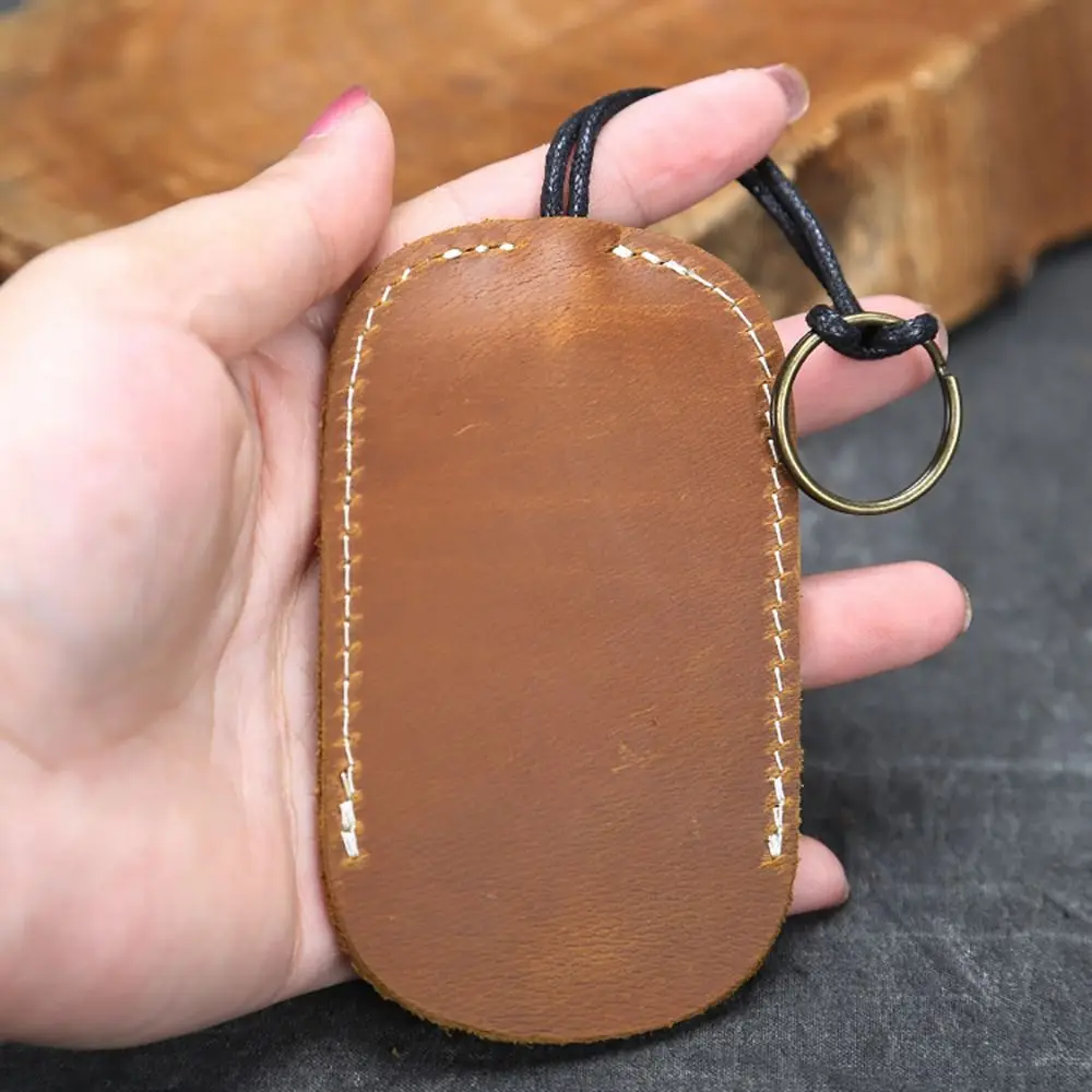 Portable Key Sleeve Retro Crazy Horse Leather Key Case Car Keychain Holder