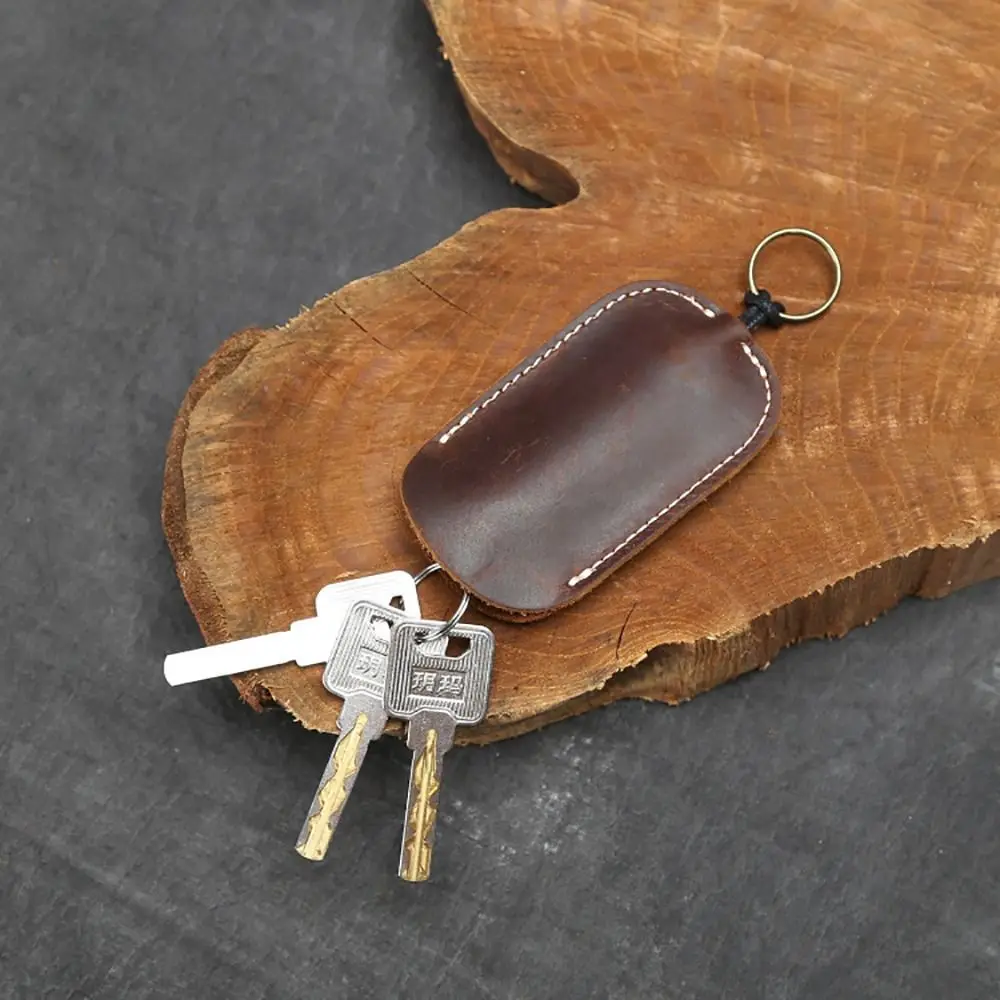 Portable Key Sleeve Retro Crazy Horse Leather Key Case Car Keychain Holder