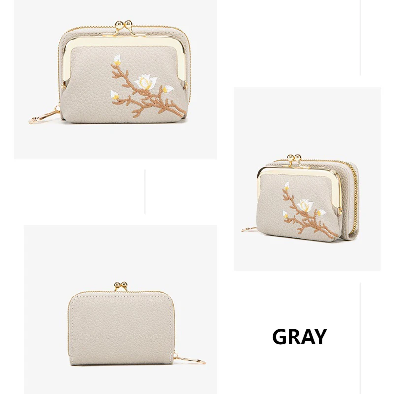 Women's PU Leather Short Wallet - Floral Pattern Large Capacity Purse with Money Hasp, Fashion Card Holder Coin Purse