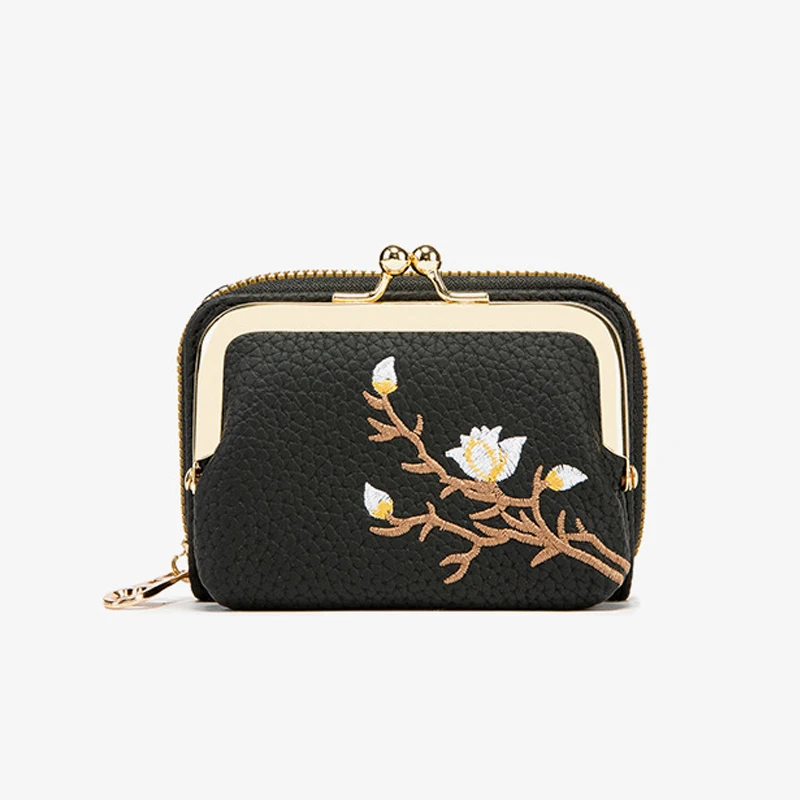 Women's PU Leather Short Wallet - Floral Pattern Large Capacity Purse with Money Hasp, Fashion Card Holder Coin Purse