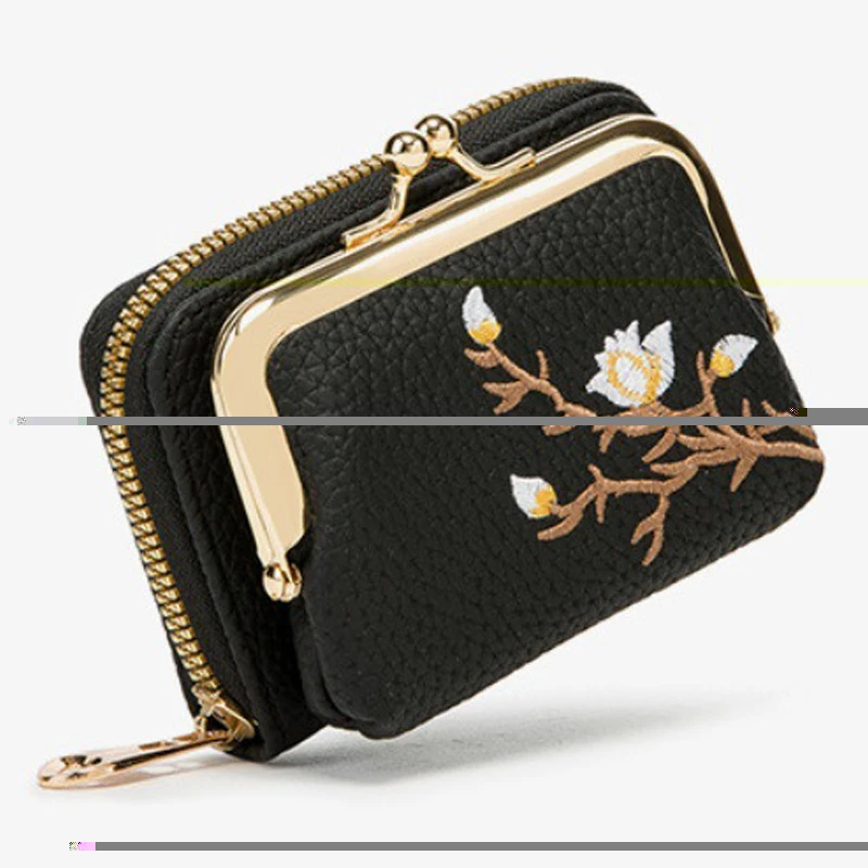 Women's PU Leather Short Wallet - Floral Pattern Large Capacity Purse with Money Hasp, Fashion Card Holder Coin Purse