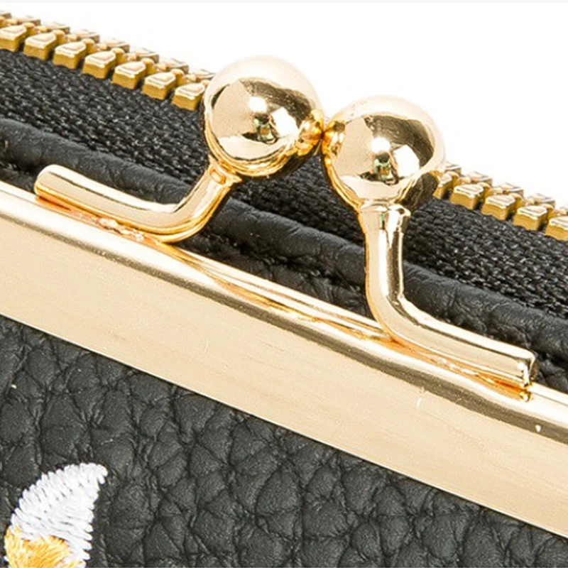 Women's PU Leather Short Wallet - Floral Pattern Large Capacity Purse with Money Hasp, Fashion Card Holder Coin Purse