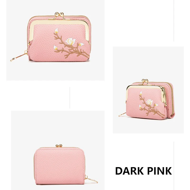 Women's PU Leather Short Wallet - Floral Pattern Large Capacity Purse with Money Hasp, Fashion Card Holder Coin Purse