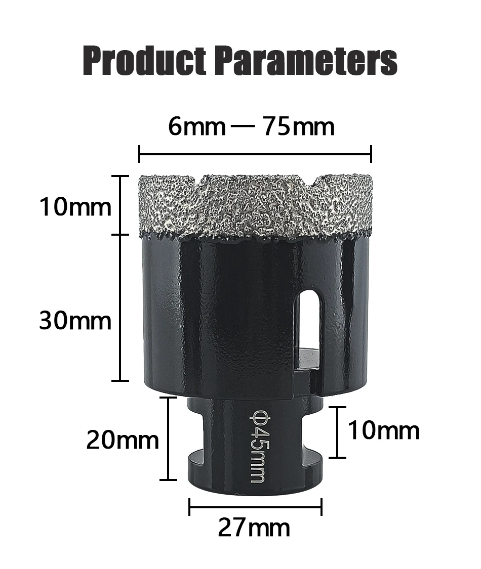 1 Pcs M14 Thread Diamond Dry Vacuum Brazed Drilling Core Bits Set porcelain tiles crowns Drill Granite Marble Hole Saw Tools