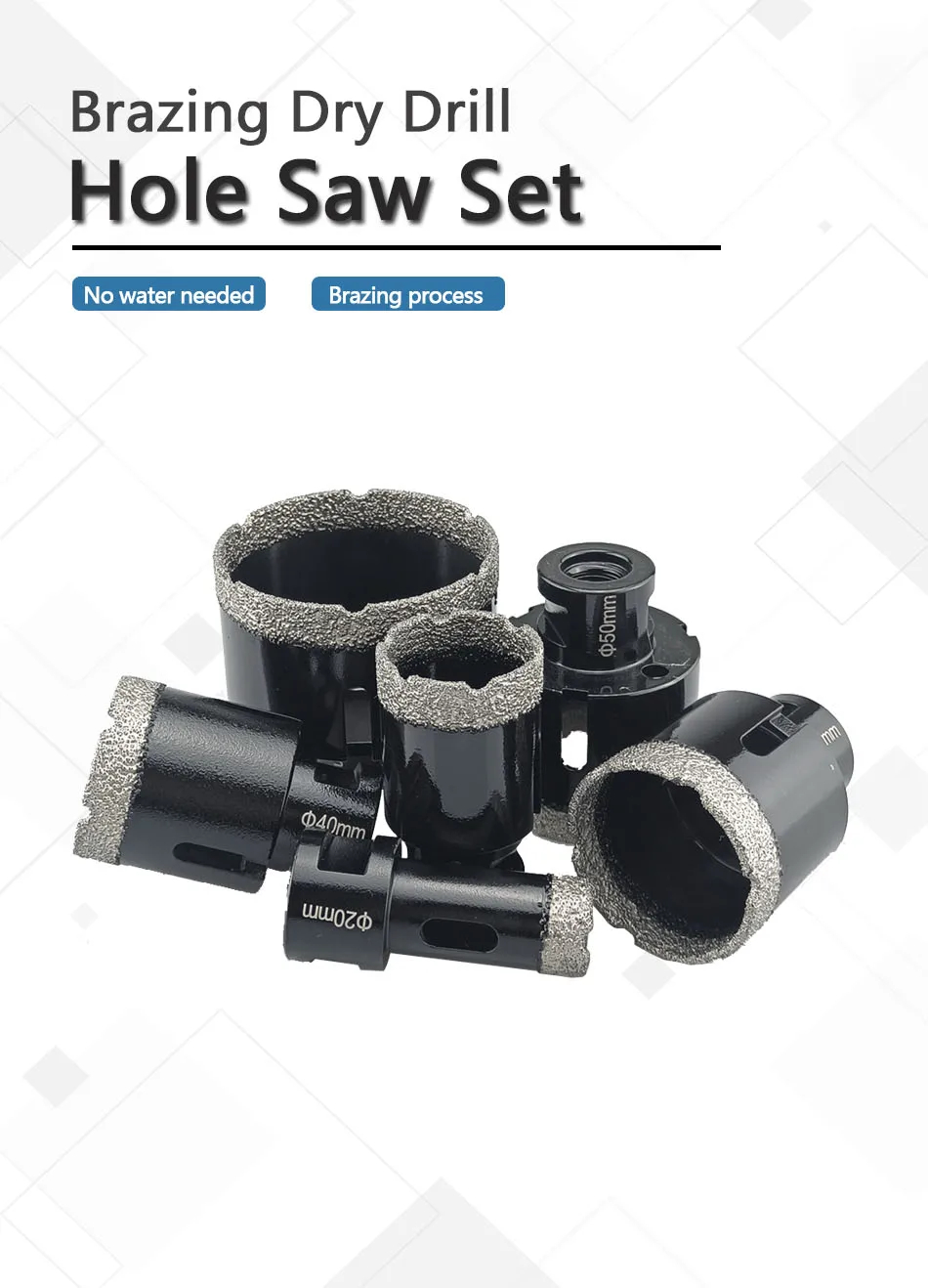 1 Pcs M14 Thread Diamond Dry Vacuum Brazed Drilling Core Bits Set porcelain tiles crowns Drill Granite Marble Hole Saw Tools