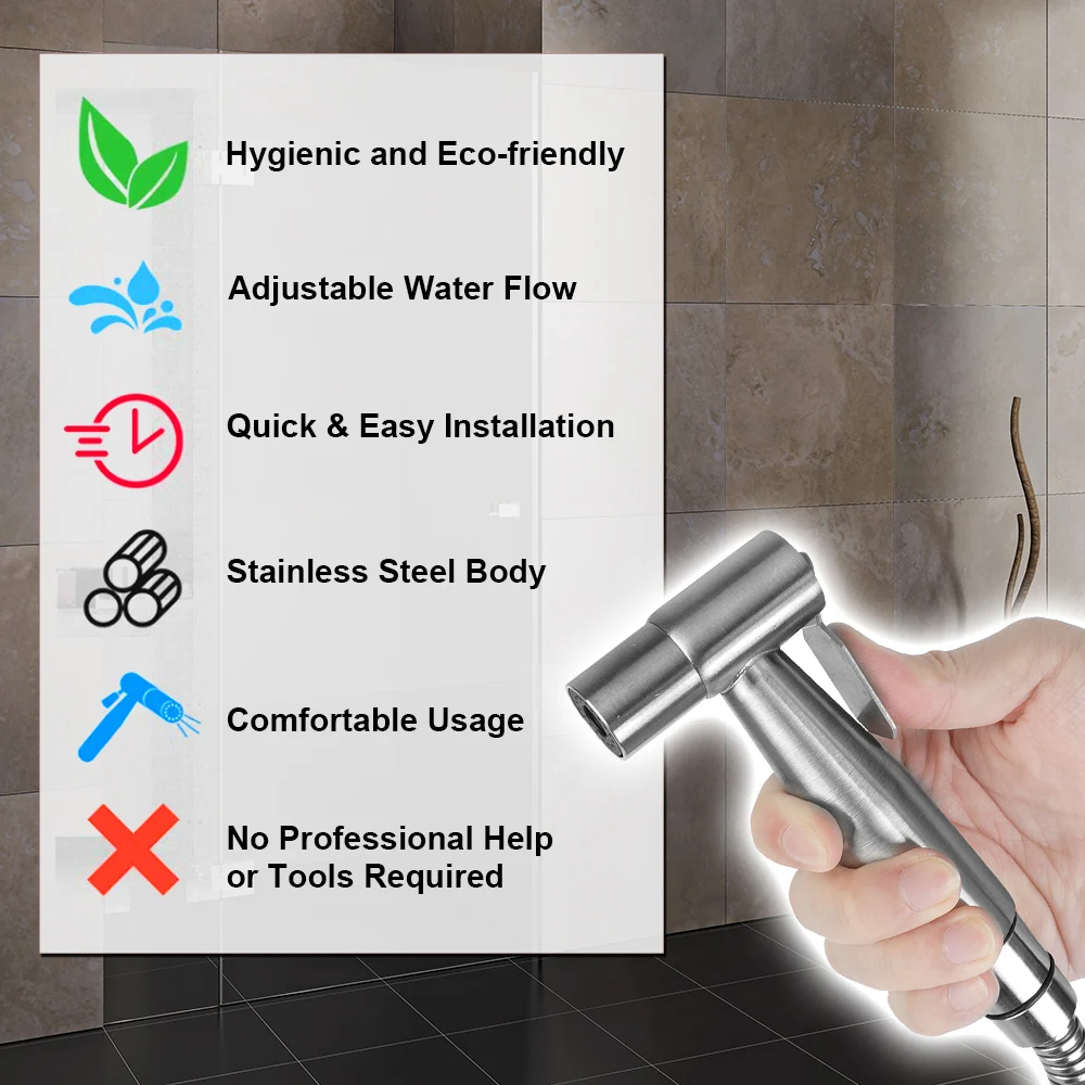 Handheld Hand Bidet faucet For Bathroom hand sprayer shower head Bidet sprayer set For toilet Stainless Steel self cleaning