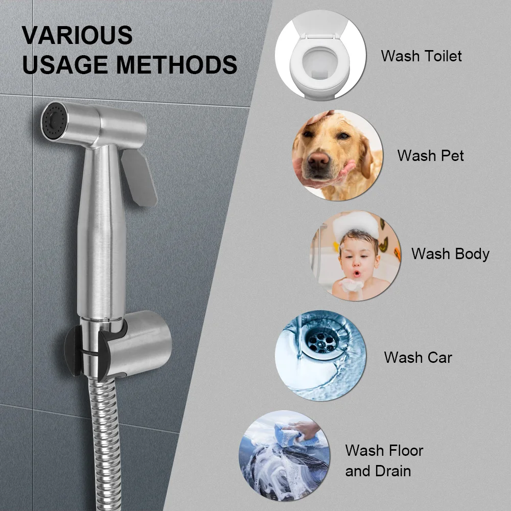 Handheld Hand Bidet faucet For Bathroom hand sprayer shower head Bidet sprayer set For toilet Stainless Steel self cleaning