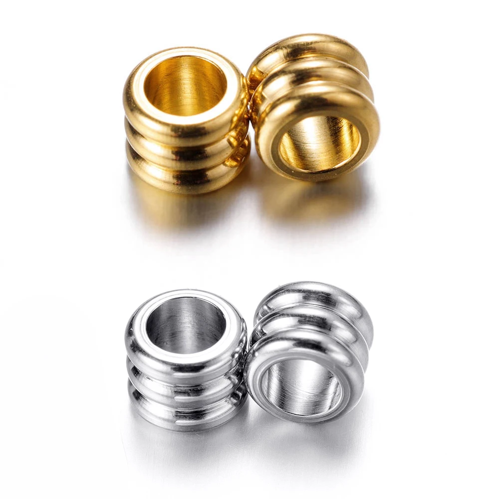 20pcs 3mm 5mm 6mm Stainless Steel Big Hole Spacer Beads DIY Charm Necklace Bracelet Jewelry Making Findings Accessories