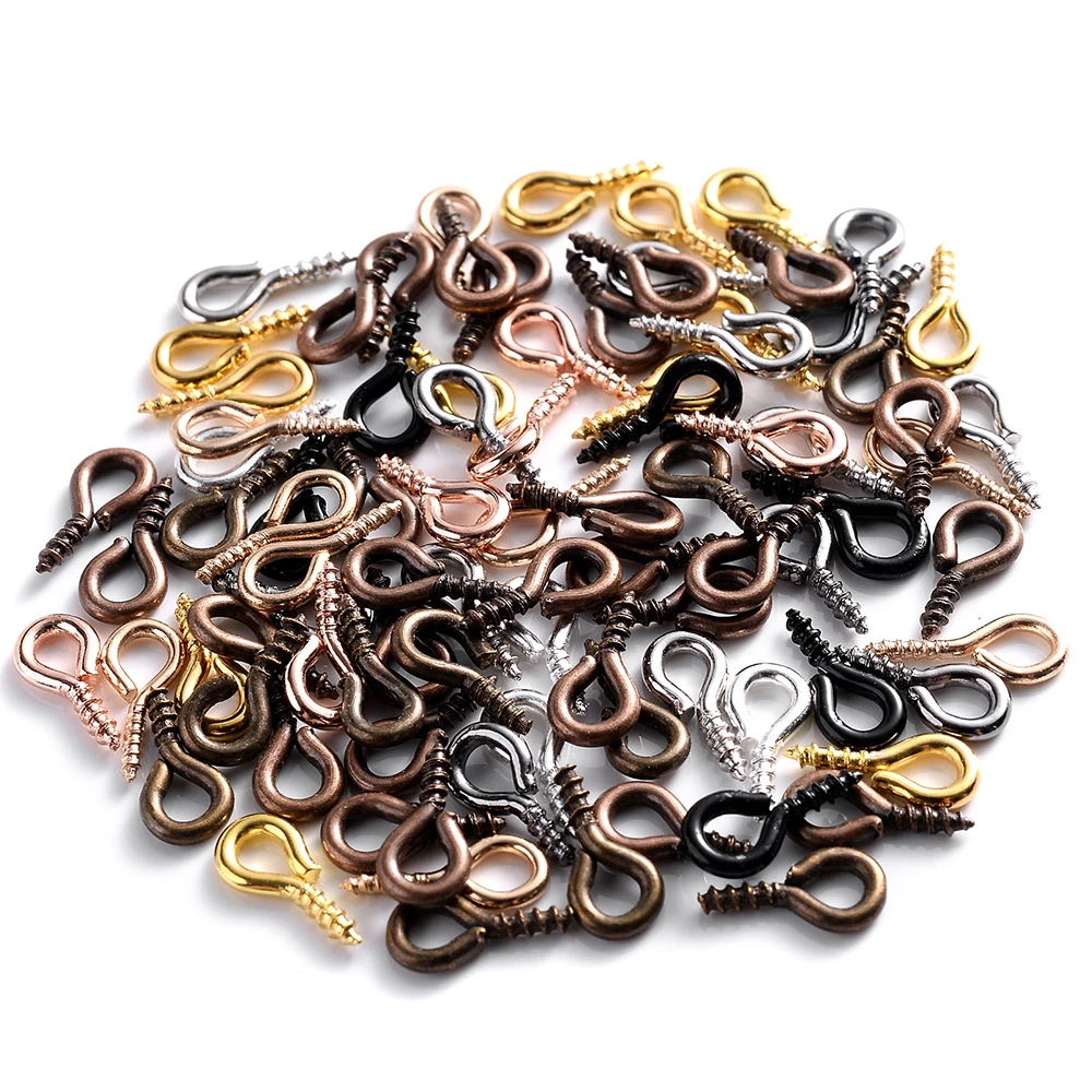 100Pcs 4x8mm Small Tiny Mini Metal Eyepins Hooks Eye Pins Eyelets Screw Threaded Clasps Hooks For Diy Jewelry Making Findings