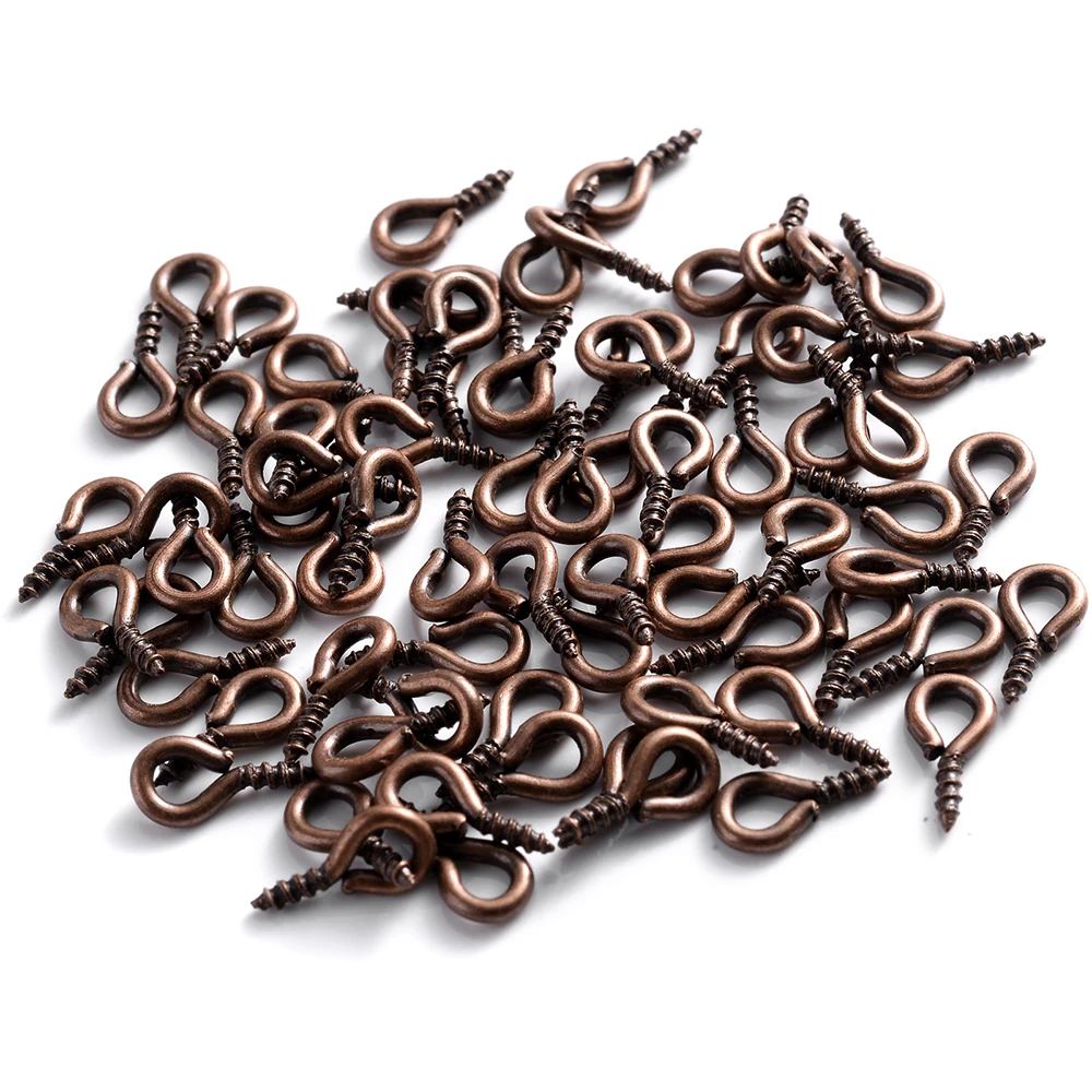 100Pcs 4x8mm Small Tiny Mini Metal Eyepins Hooks Eye Pins Eyelets Screw Threaded Clasps Hooks For Diy Jewelry Making Findings