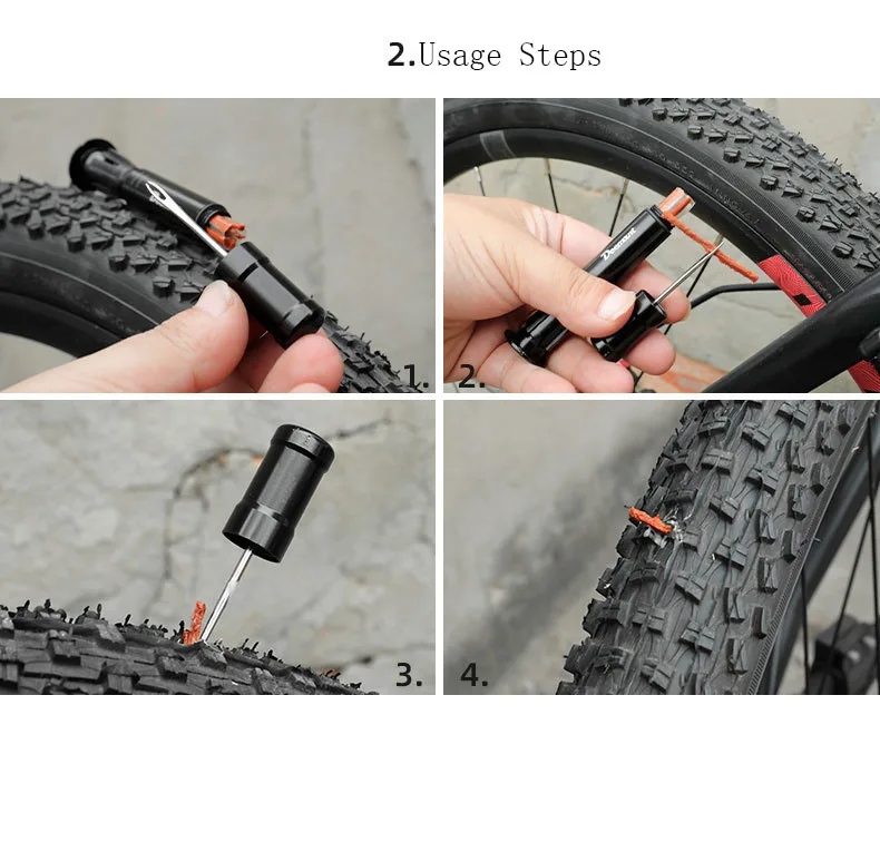 Deemount Bicycle Tubeless Tyre Repair Tool Set Bar End Hidden Glue Free Mountain Bike Tyre Drill Puncture Repair Tool