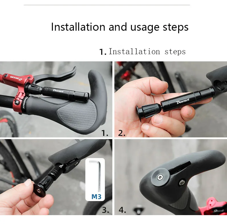Deemount Bicycle Tubeless Tyre Repair Tool Set Bar End Hidden Glue Free Mountain Bike Tyre Drill Puncture Repair Tool