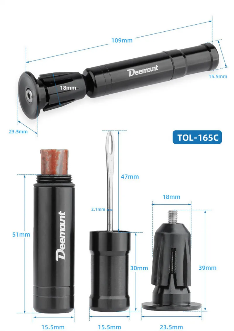 Deemount Bicycle Tubeless Tyre Repair Tool Set Bar End Hidden Glue Free Mountain Bike Tyre Drill Puncture Repair Tool