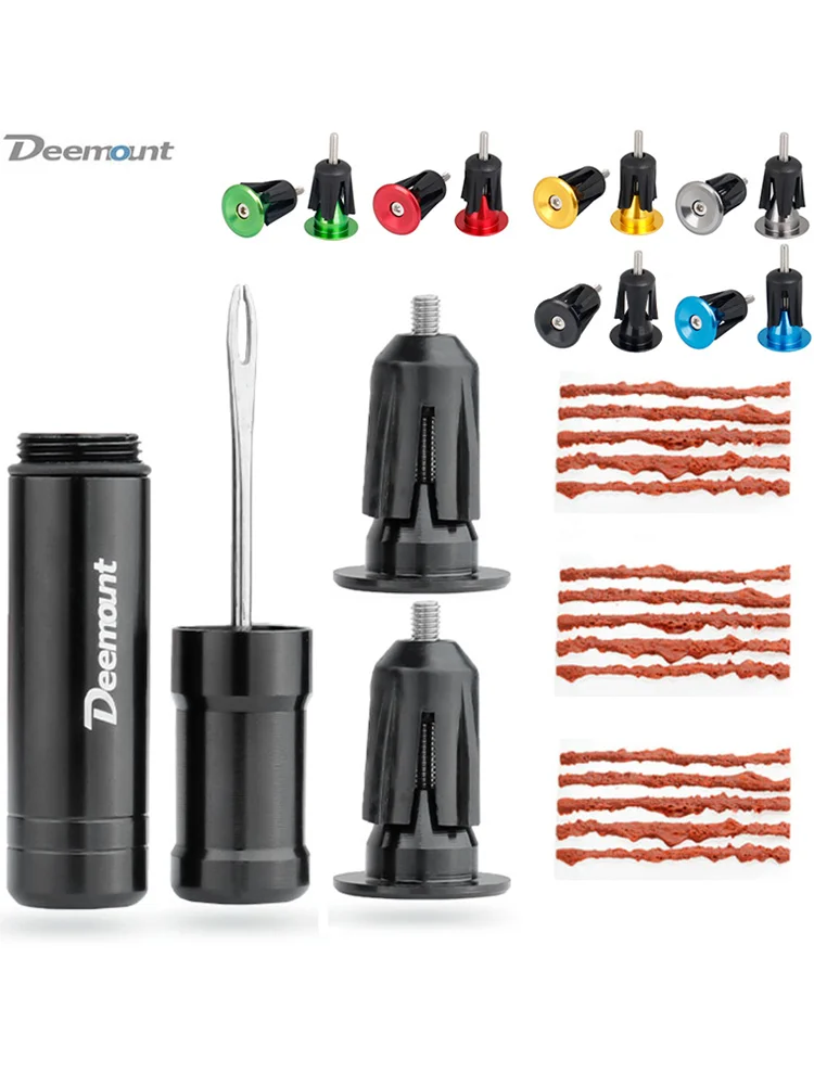 Deemount Bicycle Tubeless Tyre Repair Tool Set Bar End Hidden Glue Free Mountain Bike Tyre Drill Puncture Repair Tool