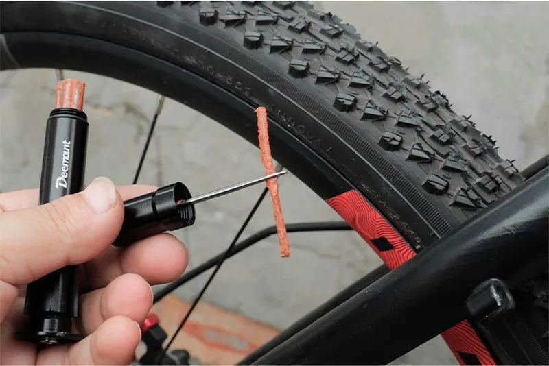 Deemount Bicycle Tubeless Tyre Repair Tool Set Bar End Hidden Glue Free Mountain Bike Tyre Drill Puncture Repair Tool