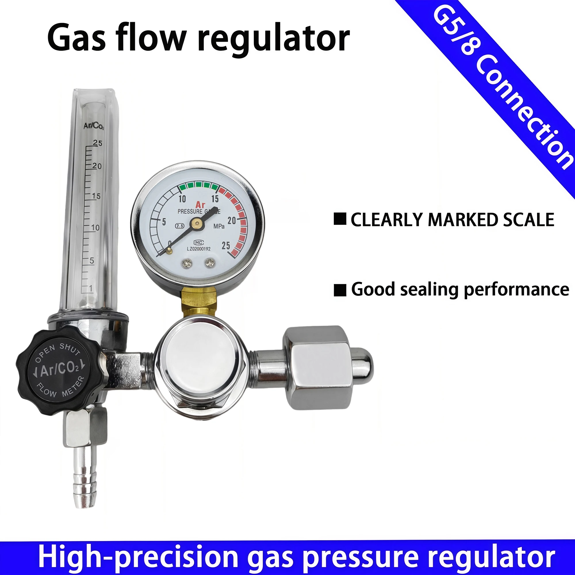 New 2022, CO2 Flow Meter Mig Tig 0-25 MPa, Standard Flow Meter, Welding Device, Argon Pressure Reducer