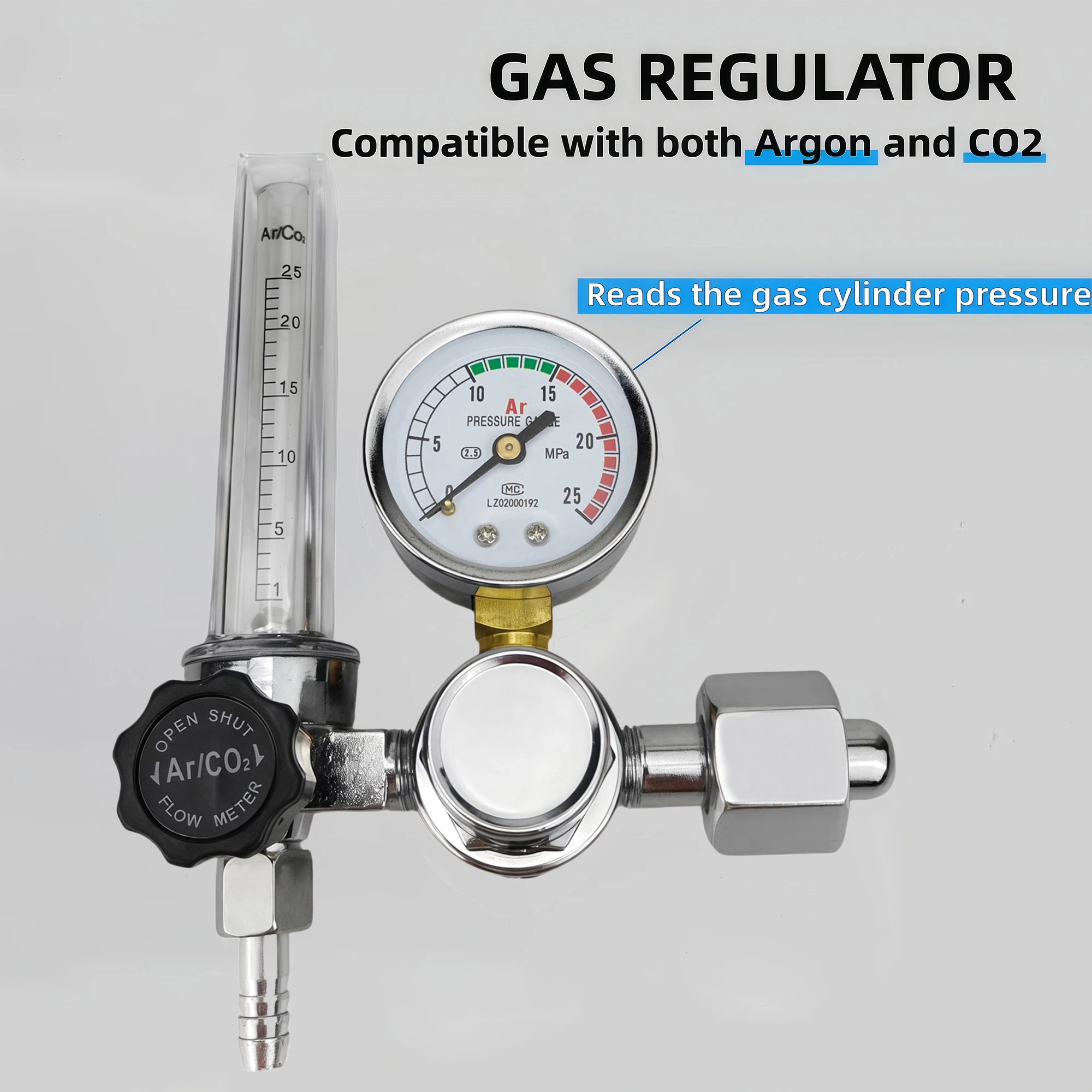 New 2022, CO2 Flow Meter Mig Tig 0-25 MPa, Standard Flow Meter, Welding Device, Argon Pressure Reducer