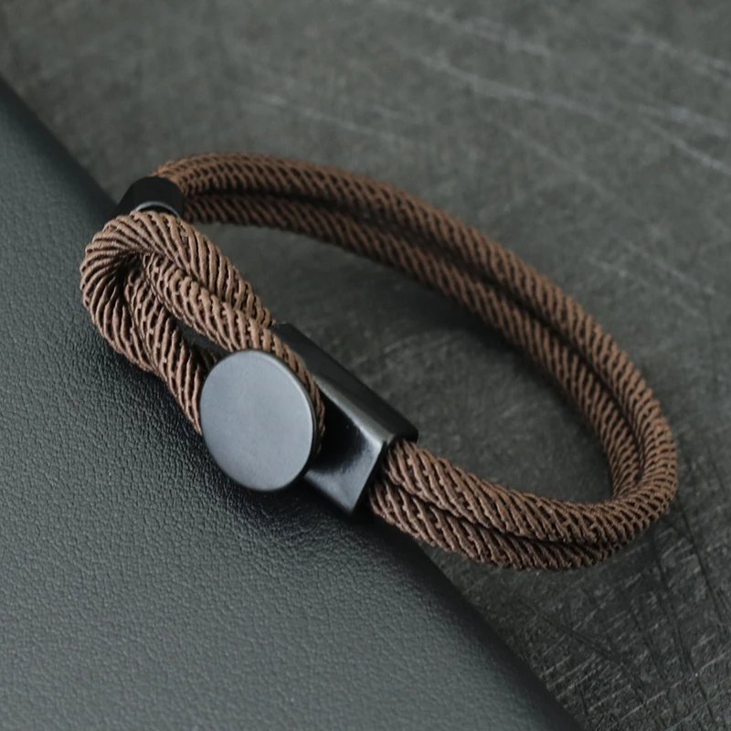 New Novel Men Rope Bracelet Double Layer 4mm Nylon Cord Chain Braclet 3 Sizes Lucky Red Thread Pulseria Gift For Him Accessories
