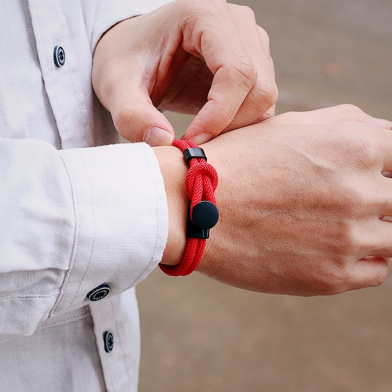 New Novel Men Rope Bracelet Double Layer 4mm Nylon Cord Chain Braclet 3 Sizes Lucky Red Thread Pulseria Gift For Him Accessories