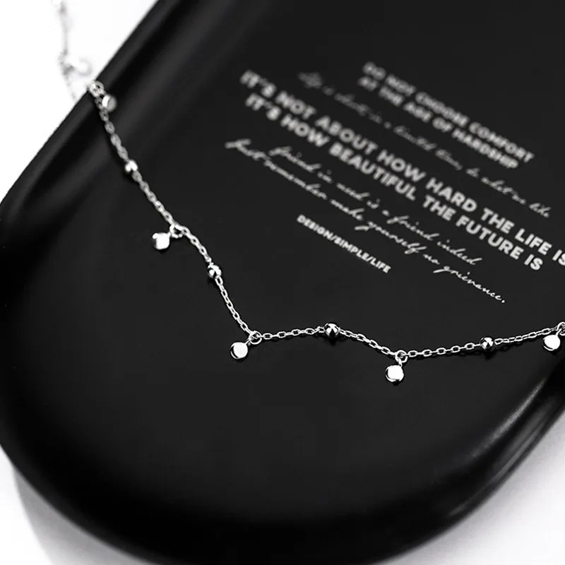 Silver Color Round Piece Tassel Choker Necklaces Simple Niche Design Chains Ball Rock Lady Clavicle Chain Girl Party Jewelry