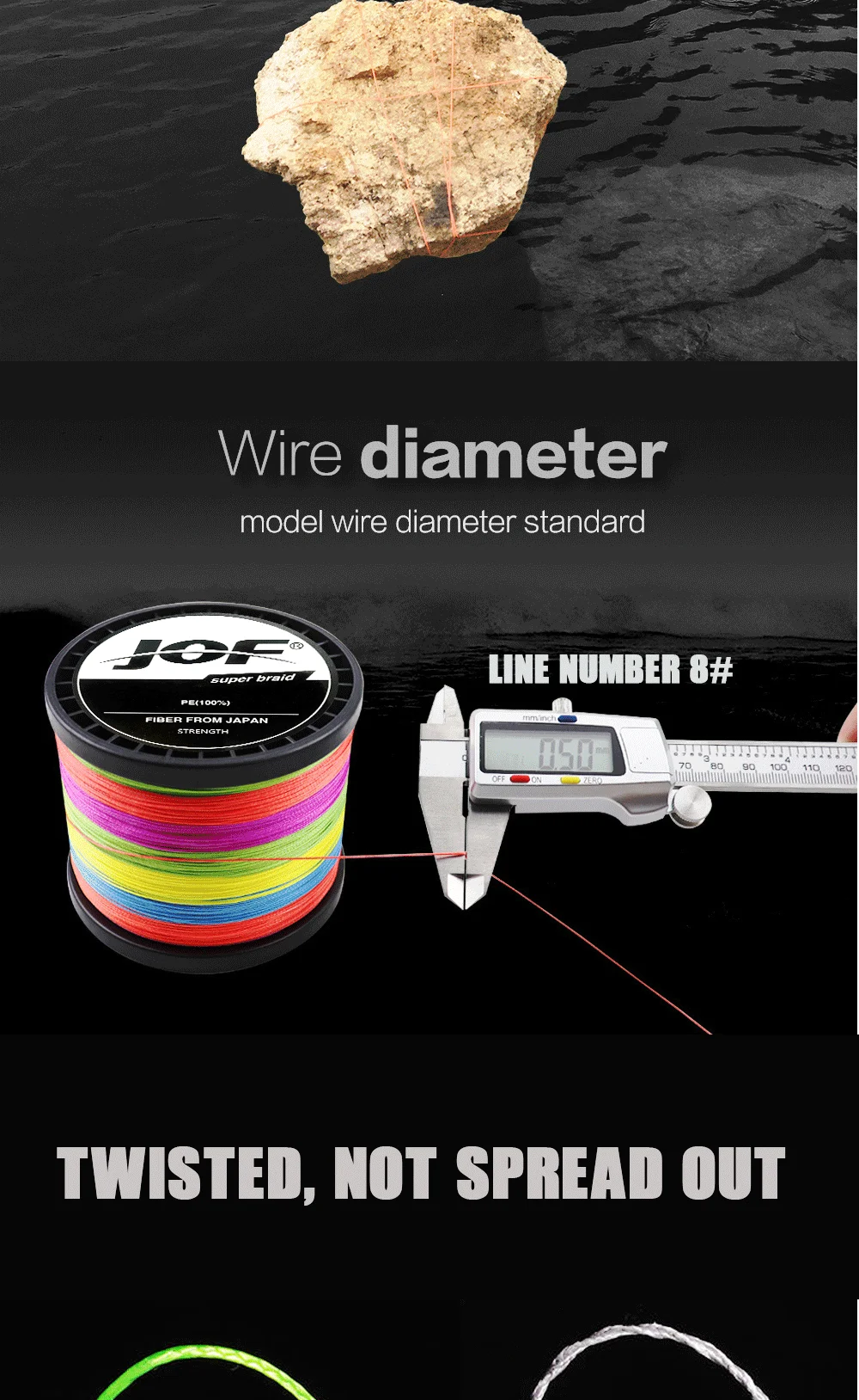 JOF 4 Strand 300M/328Yards 100% PE Braided Fishing Line Multifilament River Fishing 8LB 10LB 20LB 30LB 35LB 40LB 50LB 60LB 80LB