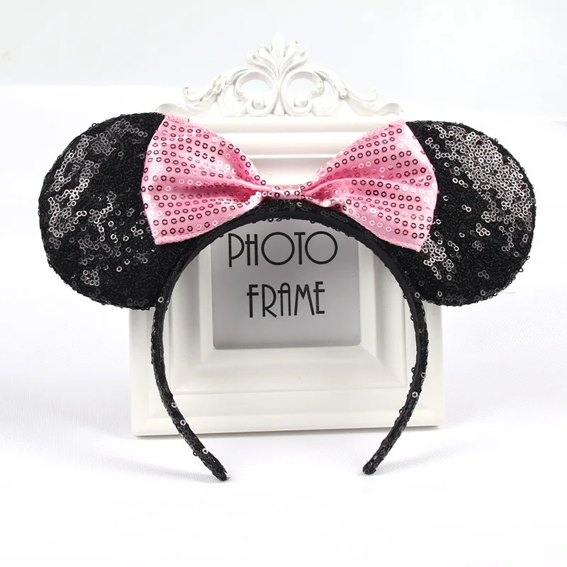 Mouse Ears Headhand for Girls Adults Cute Cartoon Party Cosplay Hair Accessories Sequin Bows Hairband Toys
