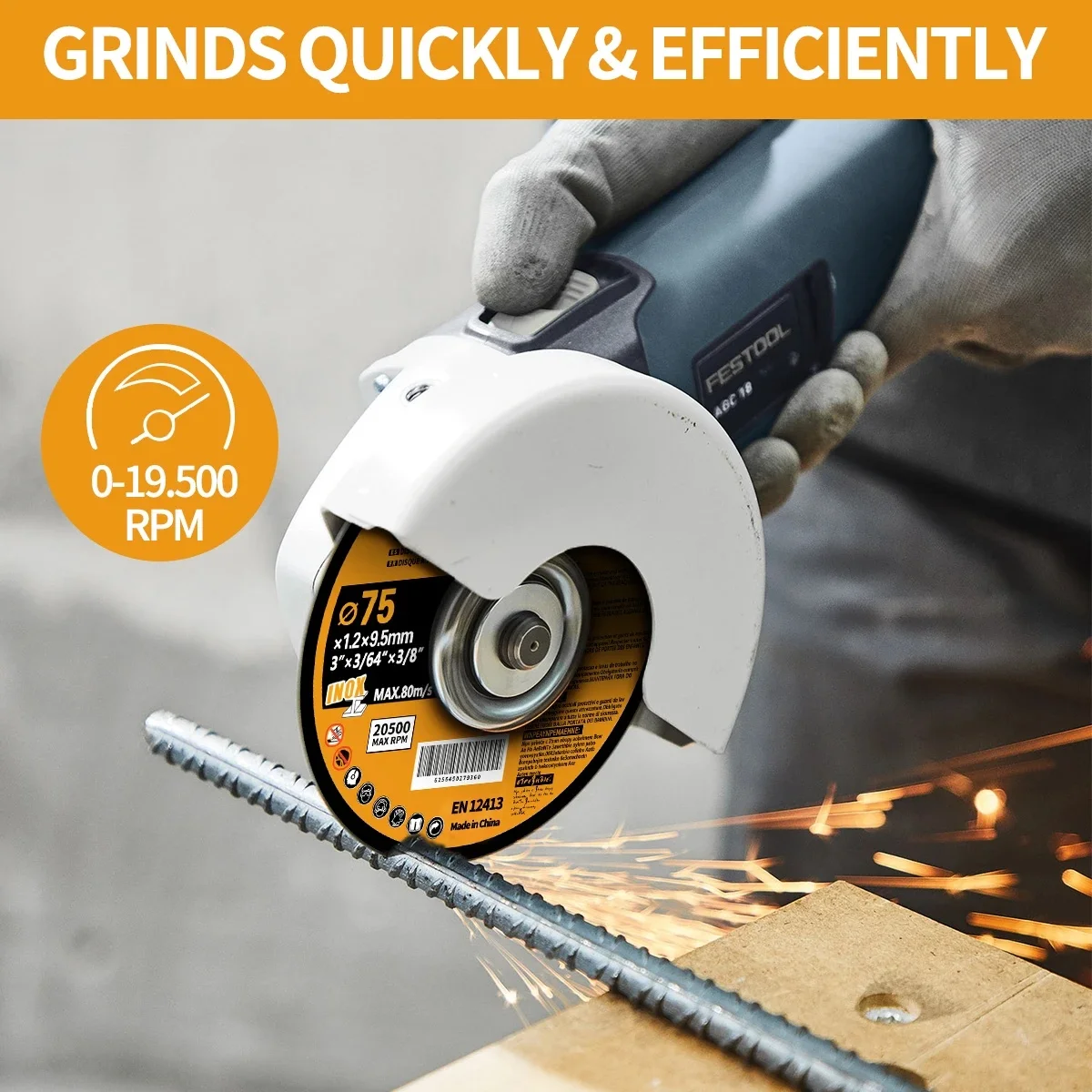 Loonpon 75mm/3inch Resin Cutting Disc 9.5mm Bore Circular Saw Blade Cut Off Wheel Angle Grinder Discs for Metal Stainless Steel