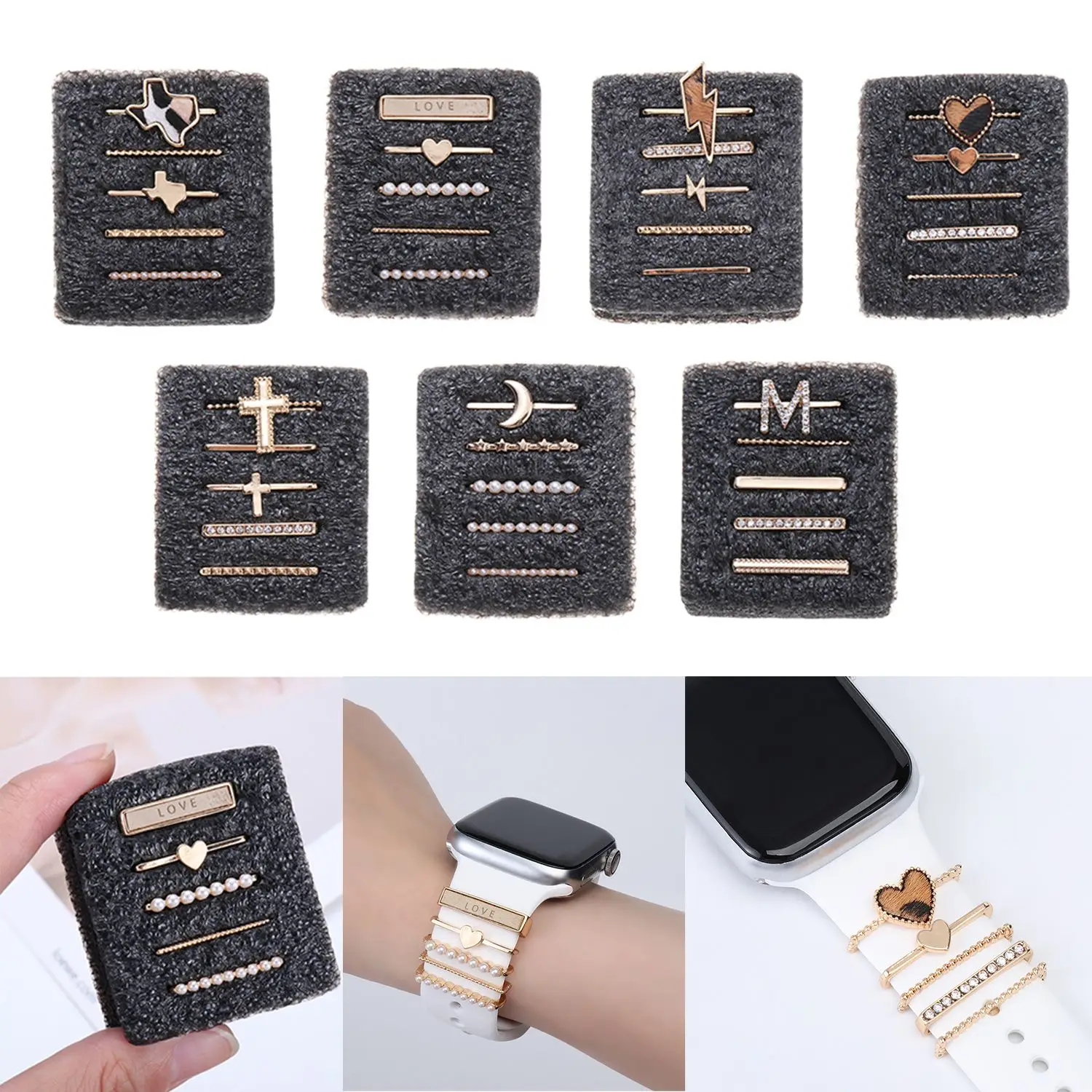 Decoration For Apple watch band 9 8 7 6 se Diamond Jewelry Charms Accessories correa samsung/Huawei strap 20/22mm watch Bracelet
