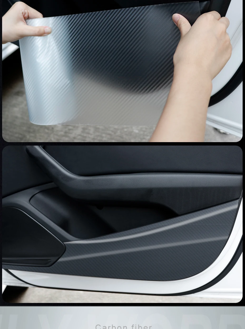 SEAMETAL 3D Carbon Fiber Car Protective Film Door Threshold Protector Anti Scratch Stick Edge Guard Wear Resistant Waterproof
