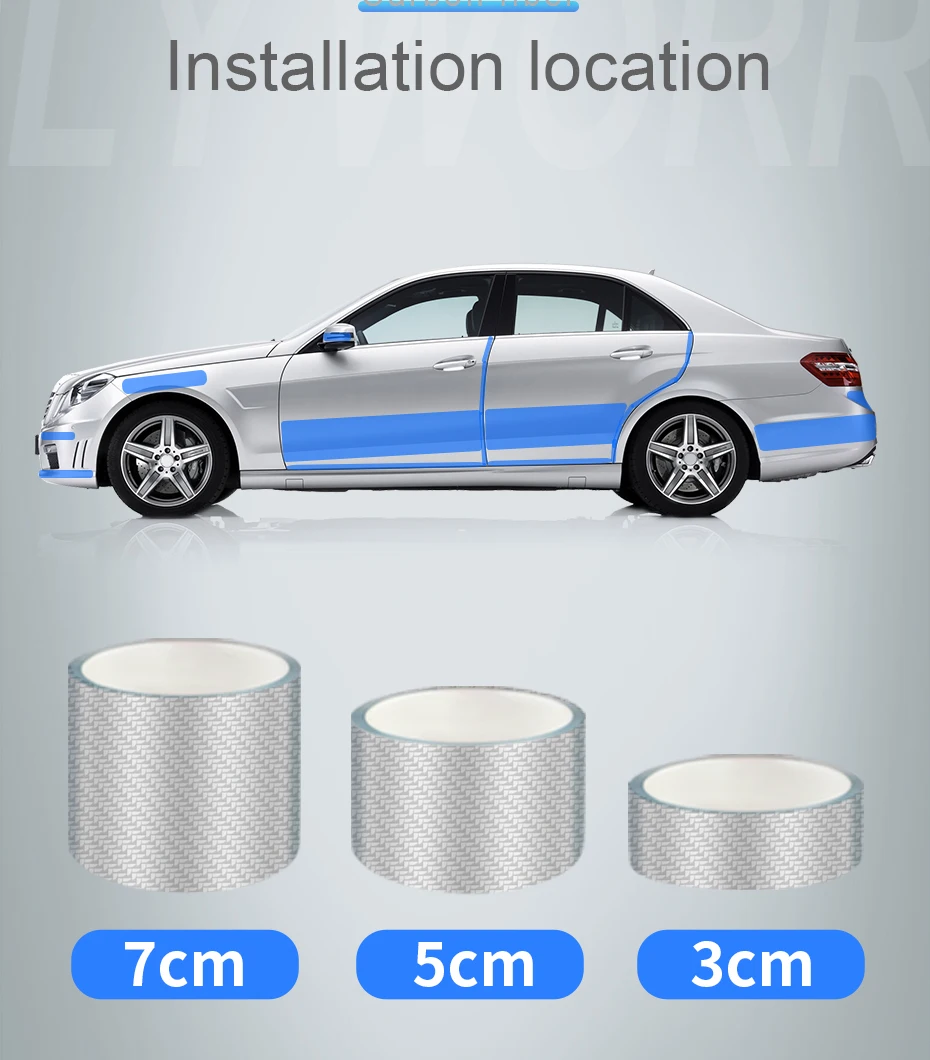 SEAMETAL 3D Carbon Fiber Car Protective Film Door Threshold Protector Anti Scratch Stick Edge Guard Wear Resistant Waterproof