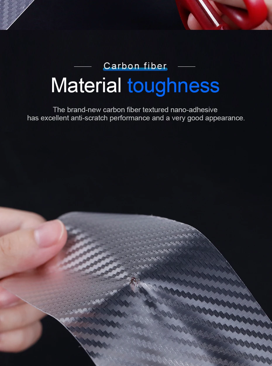 SEAMETAL 3D Carbon Fiber Car Protective Film Door Threshold Protector Anti Scratch Stick Edge Guard Wear Resistant Waterproof