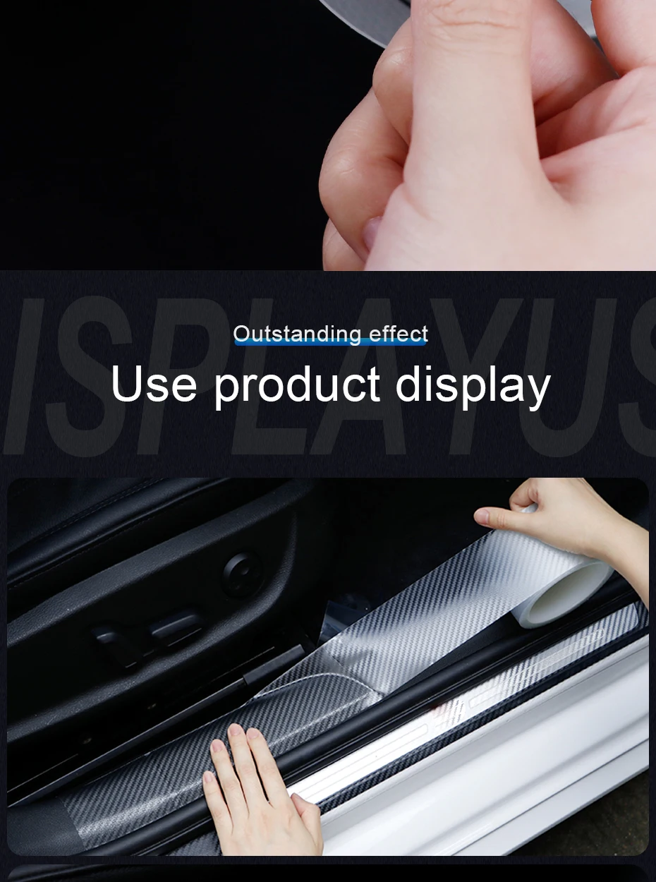 SEAMETAL 3D Carbon Fiber Car Protective Film Door Threshold Protector Anti Scratch Stick Edge Guard Wear Resistant Waterproof