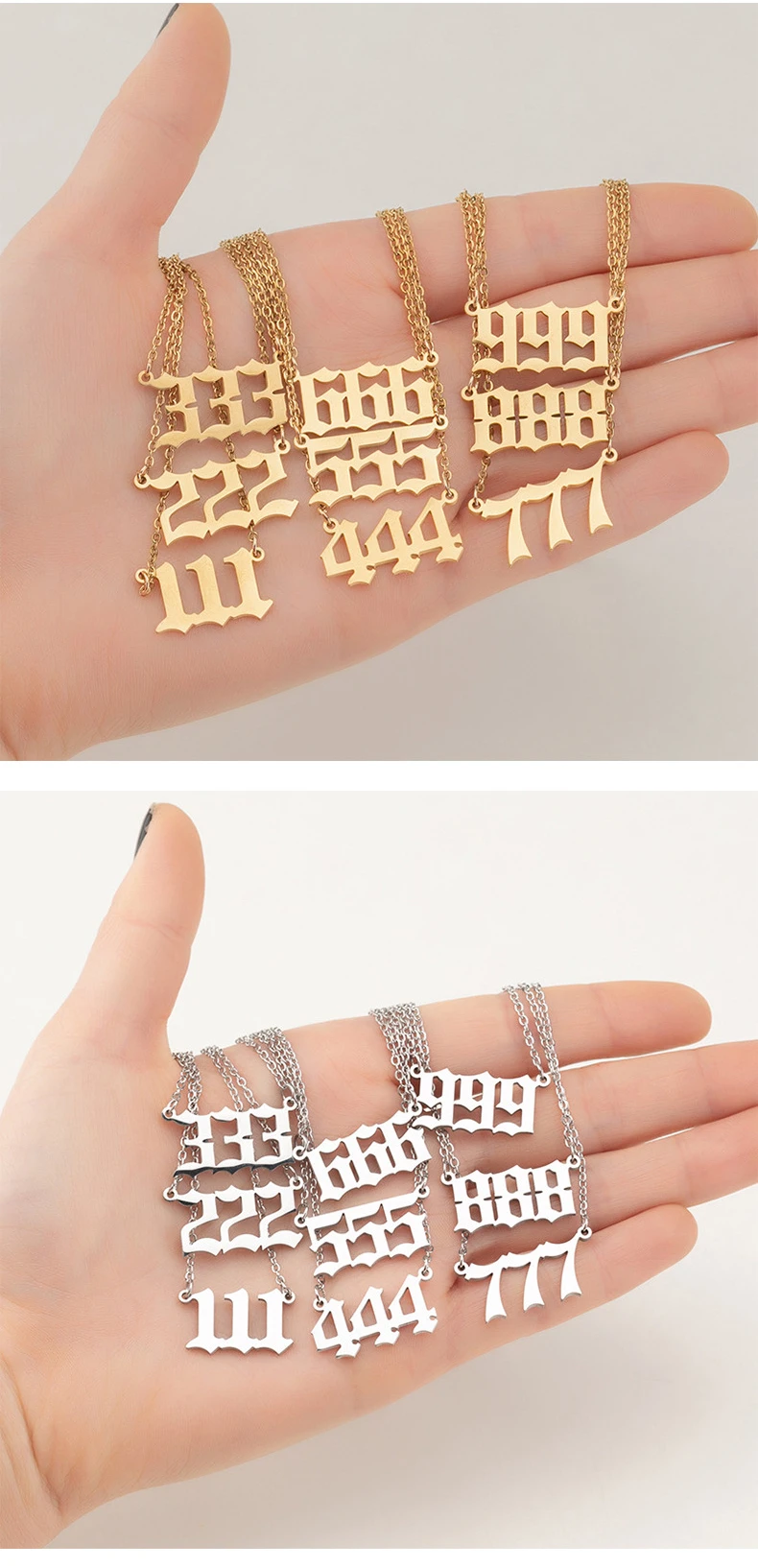 Stainless Steel Angel Number Lucky Numbers Necklaces 111 222 333 444 555 777 888 999 666 000 Pendant Necklace Charms Jewelry