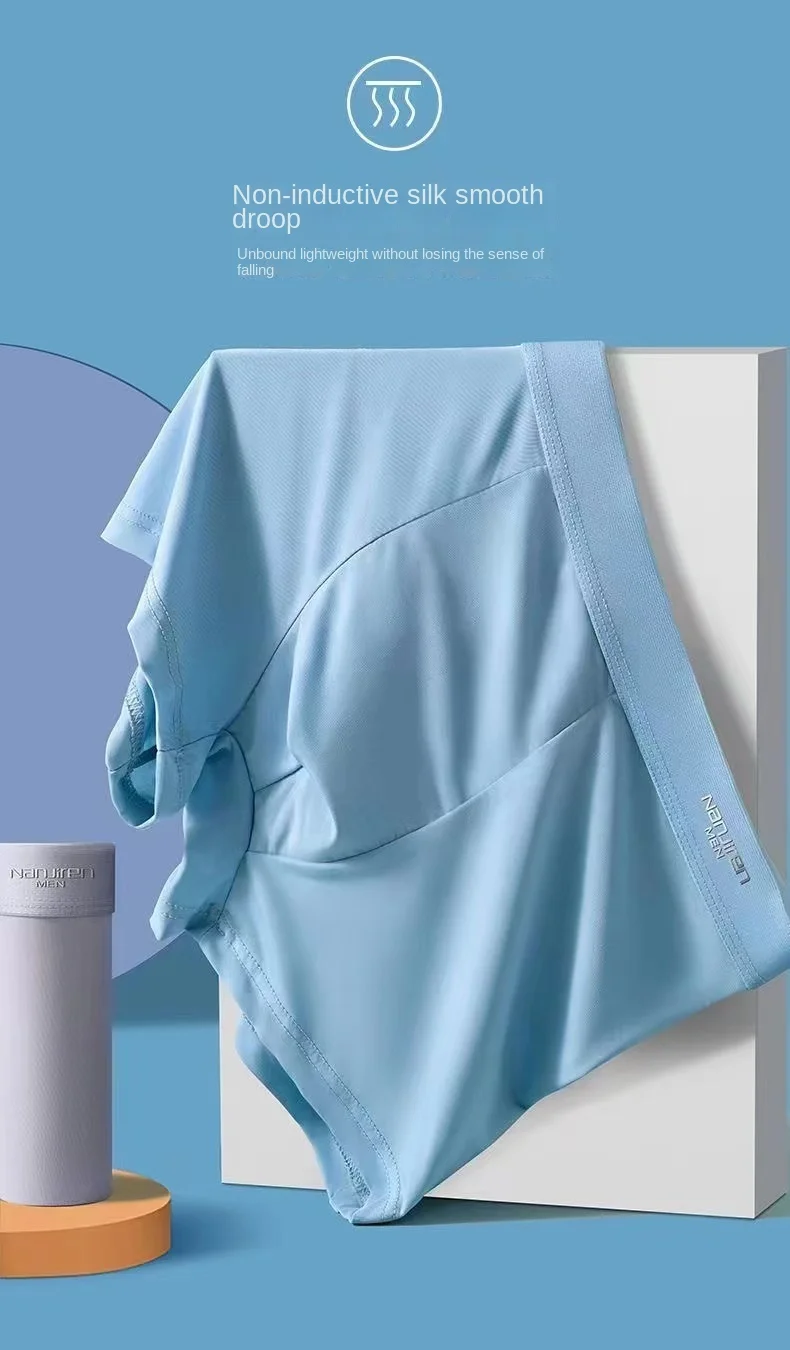 4pcs Boxer Shorts Men's Ice Silk Underwear Male Underpants Breathable Sexy Thin Panties U Convex Lingerie Wholesale Lots L-6XL