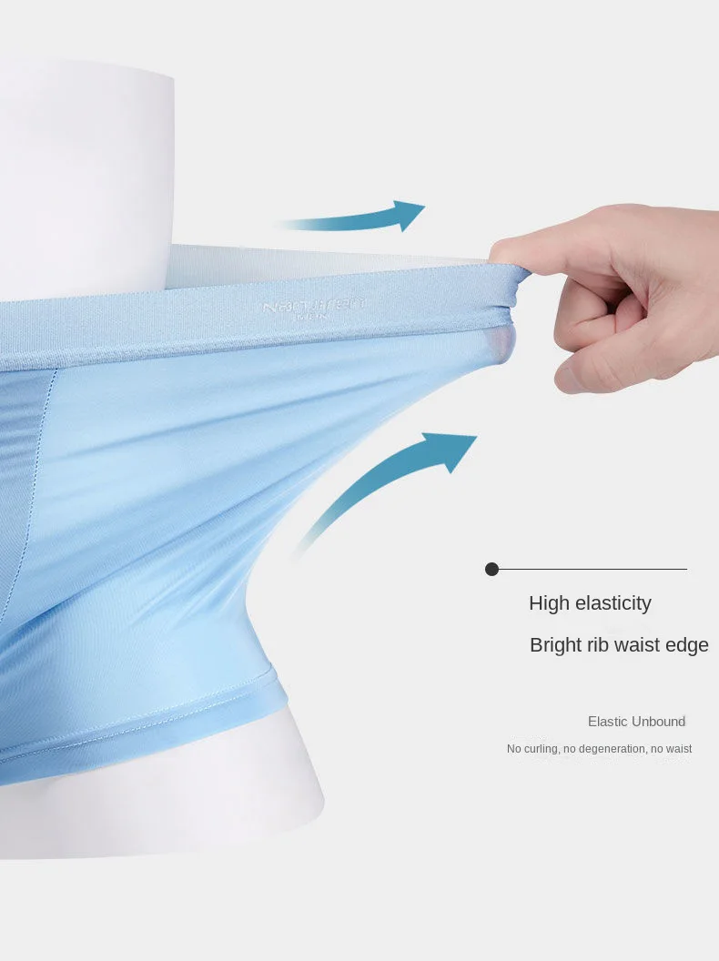 4pcs Boxer Shorts Men's Ice Silk Underwear Male Underpants Breathable Sexy Thin Panties U Convex Lingerie Wholesale Lots L-6XL