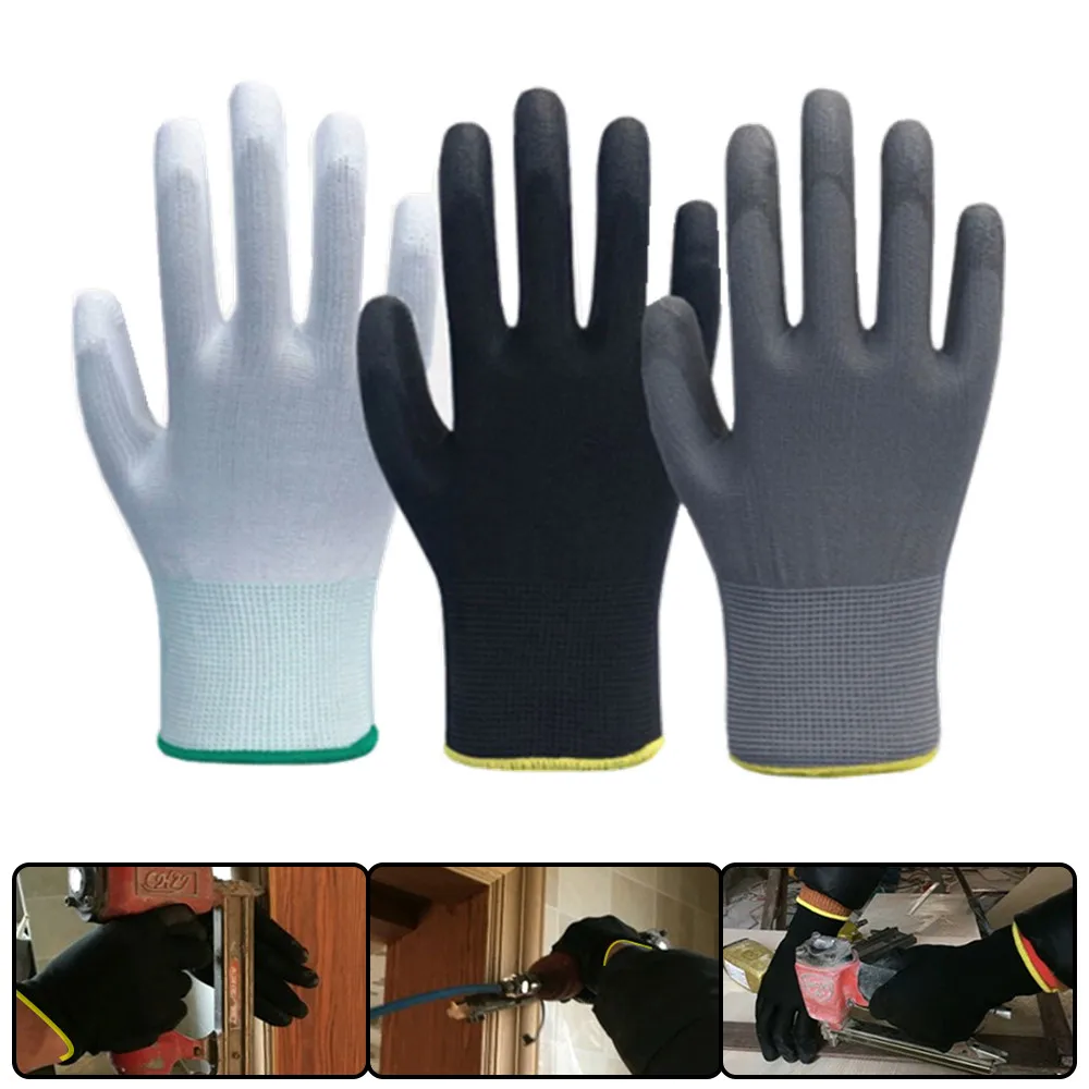 10-50 Pairs of Nylon PU Gloves Safety Work Gloves Repair Special Gloves Palm Coated Gloves Carpenter Repair Worker Supplies