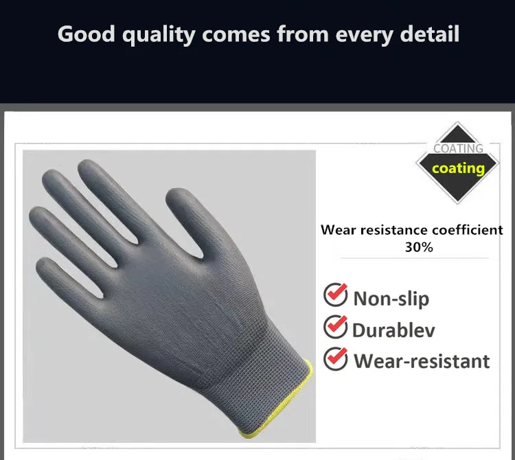 10-50 Pairs of Nylon PU Gloves Safety Work Gloves Repair Special Gloves Palm Coated Gloves Carpenter Repair Worker Supplies