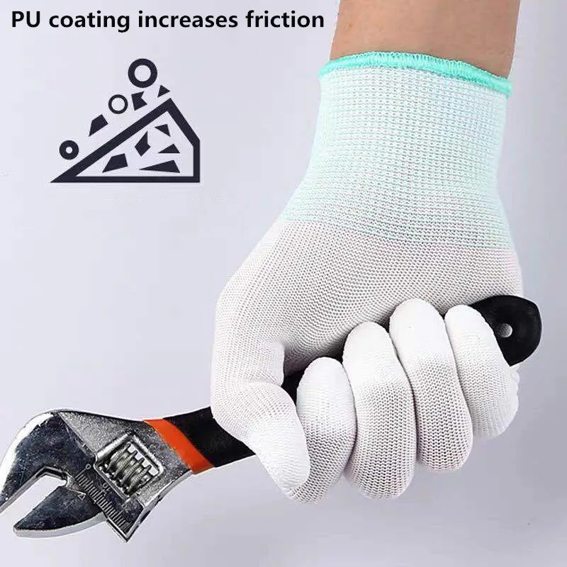 10-50 Pairs of Nylon PU Gloves Safety Work Gloves Repair Special Gloves Palm Coated Gloves Carpenter Repair Worker Supplies