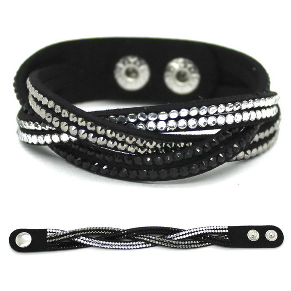 XQNI New Fashion Crystal Bangle Leather Bracelets European Style Adjustable Rhinestone Classic Charm Bracelets For Women Jewelry