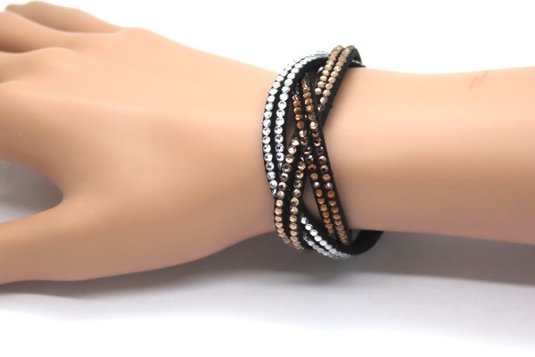 XQNI New Fashion Crystal Bangle Leather Bracelets European Style Adjustable Rhinestone Classic Charm Bracelets For Women Jewelry