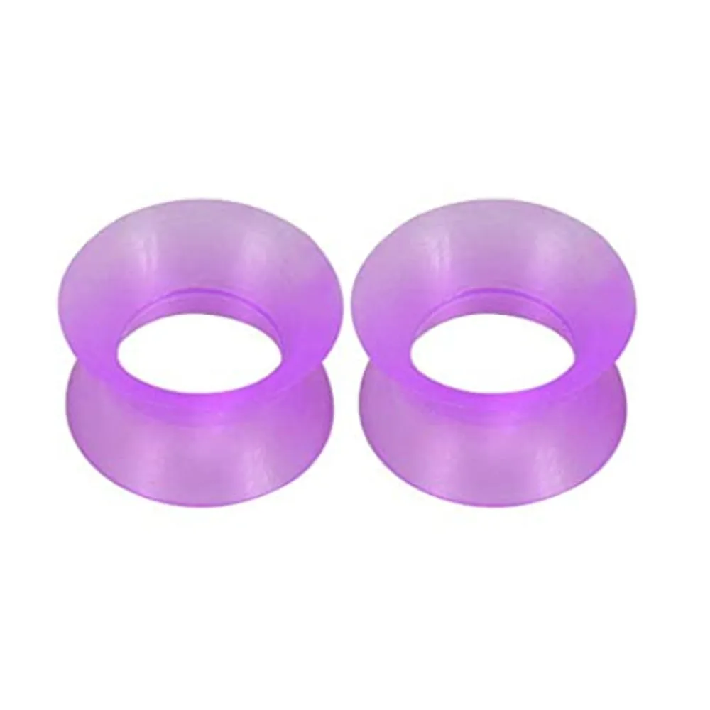 WKOUD 1 Pairs/4 Psirs Silicone Earplug Tunnel Flexible Meat Hole Earplug Expander Perforated Jewelry Black White Purple 3-38mm