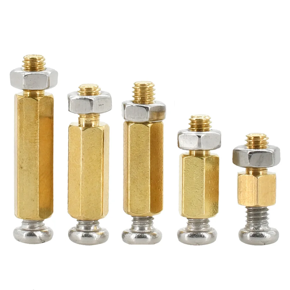 M2 M2.5 M3 M4 M5 Brass Motherboard Standoff Spacer Pillar 5mm 10mm 20mm Stainless Steel Screw Bolt Nut Kit Hex Stud PCB Column