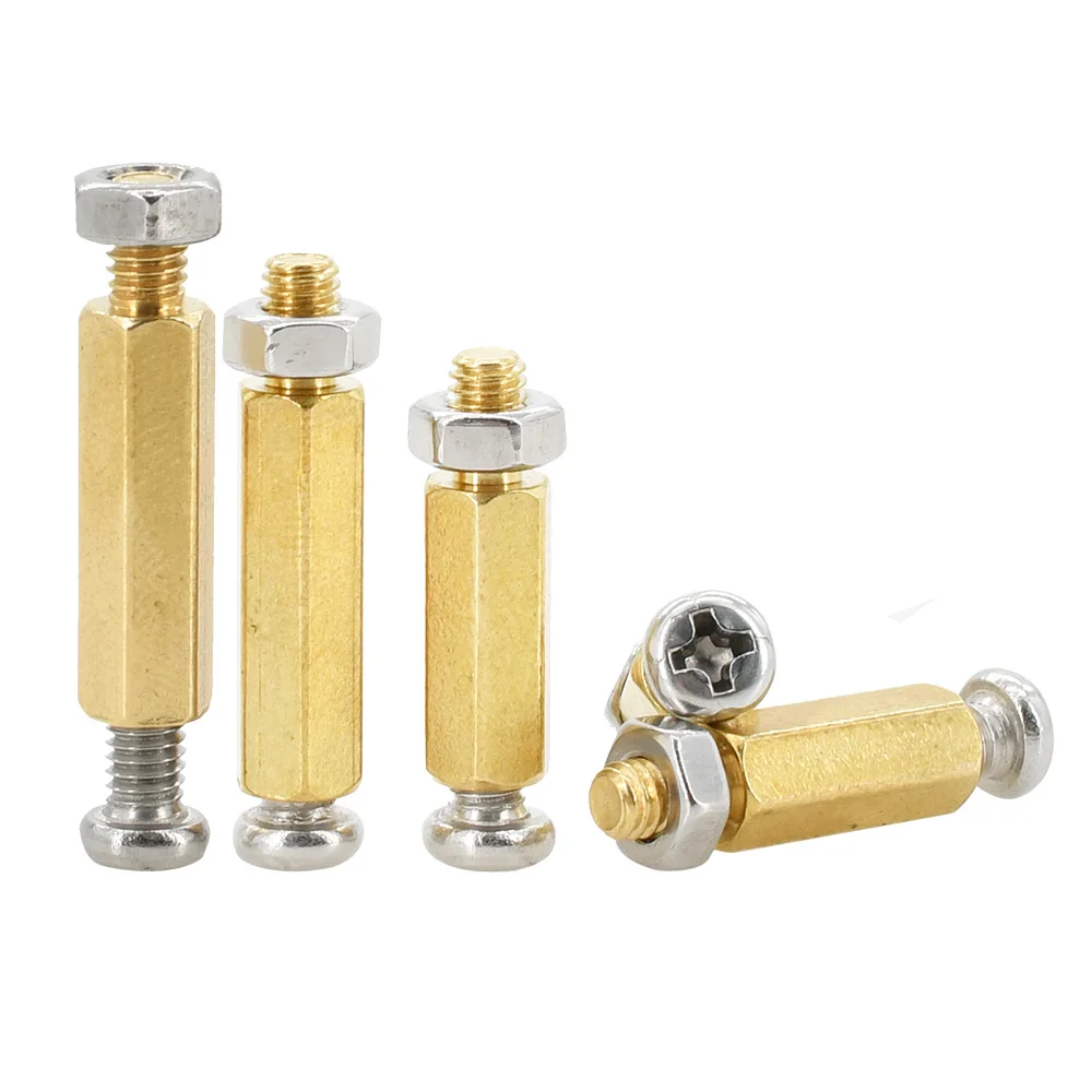 M2 M2.5 M3 M4 M5 Brass Motherboard Standoff Spacer Pillar 5mm 10mm 20mm Stainless Steel Screw Bolt Nut Kit Hex Stud PCB Column