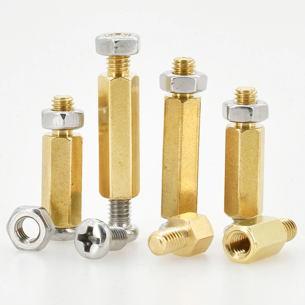 M2 M2.5 M3 M4 M5 Brass Motherboard Standoff Spacer Pillar 5mm 10mm 20mm Stainless Steel Screw Bolt Nut Kit Hex Stud PCB Column