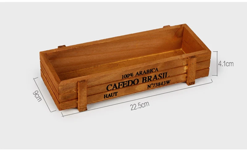 Retro Garden Plant Pot Vintage Wooden Storage Box for Sundries Stationery Pen Box Succulents Flower Pots Balcony Home Decoration