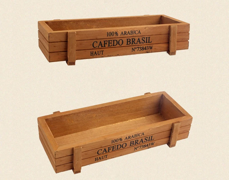 Retro Garden Plant Pot Vintage Wooden Storage Box for Sundries Stationery Pen Box Succulents Flower Pots Balcony Home Decoration