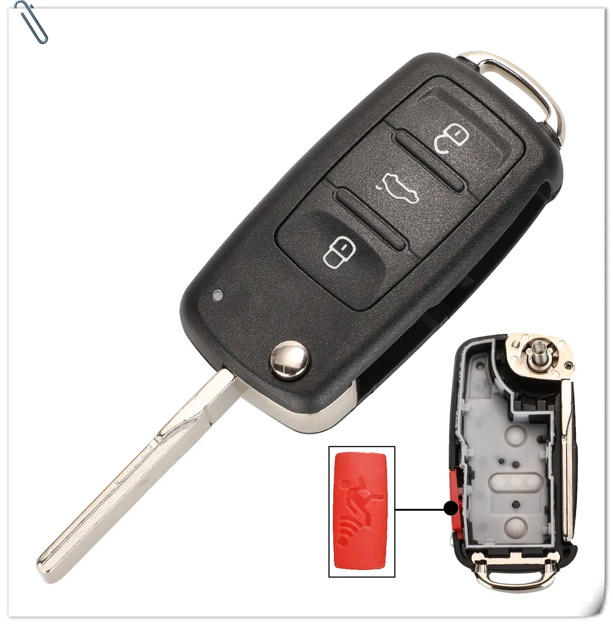 jingyuqin 10pcs 4 Buttons 020AD Remote Key Shell Case Fit for VW Caddy Eos Golf Jetta Beetle Polo Up Tiguan Touran 5K0837202AD