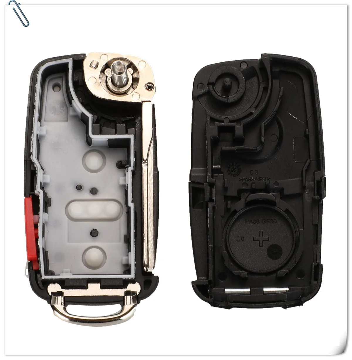 jingyuqin 10pcs 4 Buttons 020AD Remote Key Shell Case Fit for VW Caddy Eos Golf Jetta Beetle Polo Up Tiguan Touran 5K0837202AD