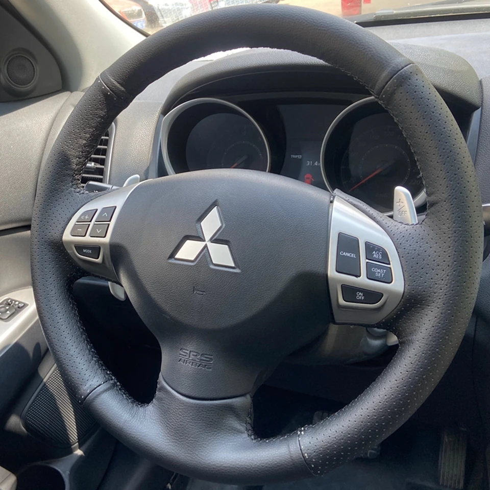 Hand-Sewing Artificial Leather Steering Wheel Cover For Mitsubishi Lancer X 10 2007-2015 Outlander 2006-2013 ASX 2010-2013 Colt