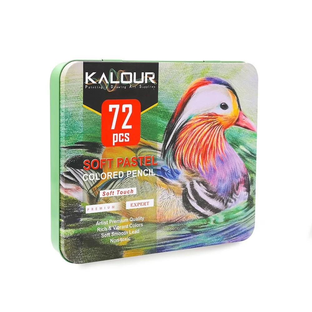 KALOUR Premium Charcoal Colored Pencils Set of 72/50 Colors, Artists Soft Core Pro Pastel Chalk Drawing Tools, Portable Tin Box